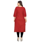 Women's Cotton Solid A-Line Kurti (Red)