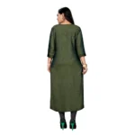 Women's Cotton Embroidery Straight Kurti (Green)