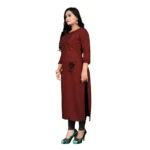 Women's Cotton Embroidery Straight Kurti (Maroon)
