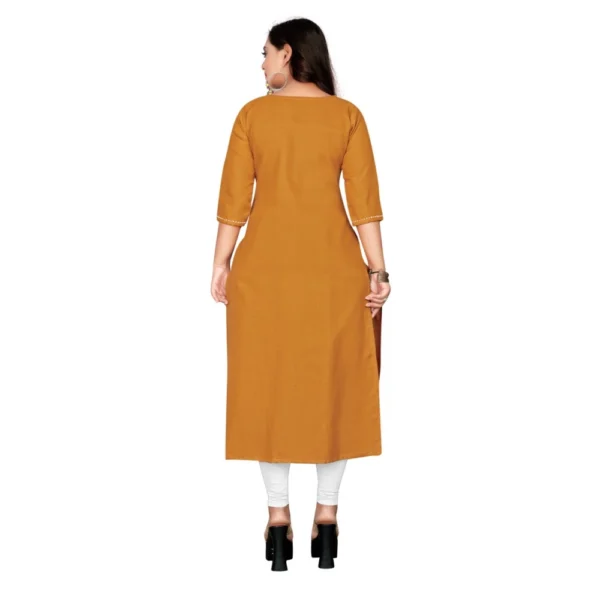 Women's Cotton Embroidery Straight Kurti (Mustard Yellow)