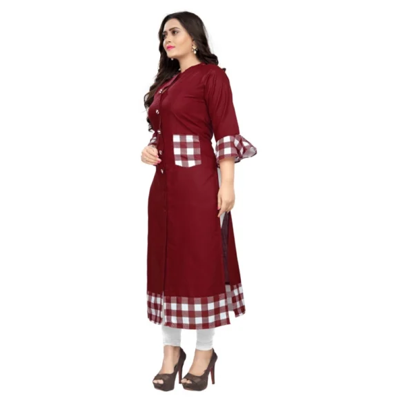 Women's Cotton Digital Printed Straight Kurti (Maroon)
