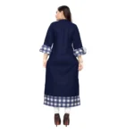 Women's Cotton Digital Printed Straight Kurti (Navy Blue)