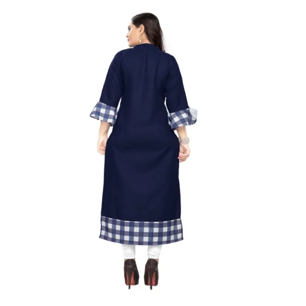 Women's Cotton Digital Printed Straight Kurti (Navy Blue)