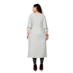 Women's Cotton Embroidery Straight Kurti (Cream)