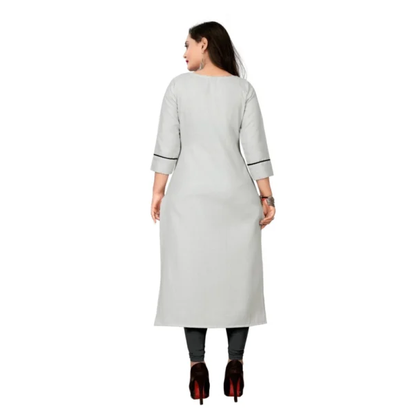 Women's Cotton Embroidery Straight Kurti (Cream)