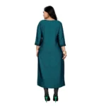 Women's Cotton Embroidery Straight Kurti (Blue)