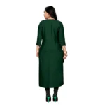 Women's Cotton Embroidery Straight Kurti (Dark Green)