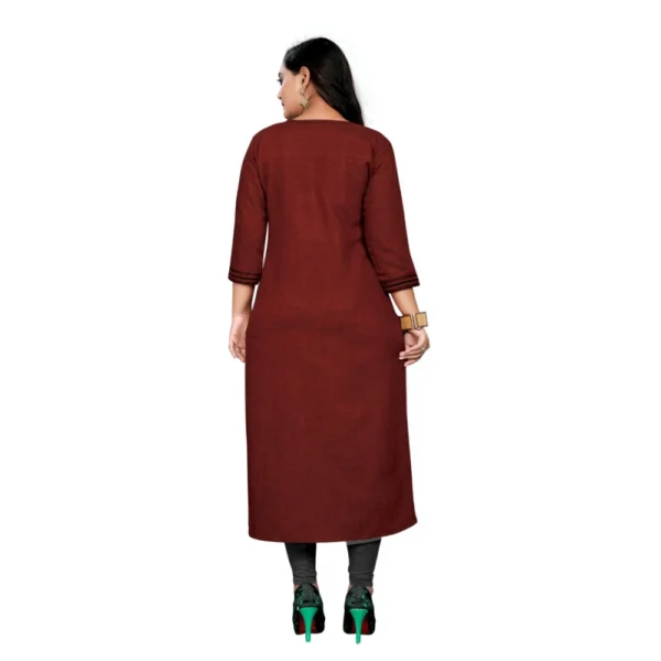 Women's Cotton Embroidery Straight Kurti (Maroon)