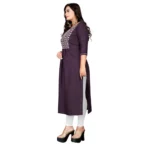 Women's Cotton Embroidery Straight Kurti (Black)