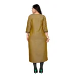 Women's Cotton Embroidery Straight Kurti (Mustard Yellow)