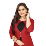 Women's Cotton Solid A-Line Kurti (Red)