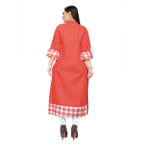 Women's Cotton Digital Printed Straight Kurti (Peach)