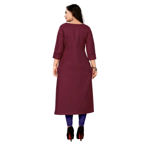 Women's Cotton Embroidery Straight Kurti (Maroon)