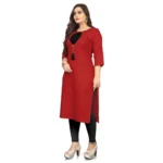 Women's Cotton Solid A-Line Kurti (Red)