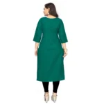 Women's Cotton Solid A-Line Kurti (Green)