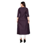 Women's Cotton Embroidery Straight Kurti (Black)