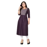 Women's Cotton Embroidery Straight Kurti (Black)
