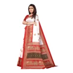 Women's Art Silk Printed Saree With Unstitched Blouse (Red, 5-6 Mtrs)