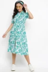 Green Cotton Digital Printed Dress
