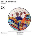 Freakway Hut Dining Hand-Painted Stoneware Premium Ceramic 7-inch Quarter Plate Set of 2 Pcs | Bone Ash Free | Microwave and Dishwasher Safe - Multicolor