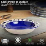 Freakway Hand-Painted Floral Blue Ceramic Pasta Plate | Snack Plate | Soup Plate Set of 2-7 Inch Microwave Oven Safe