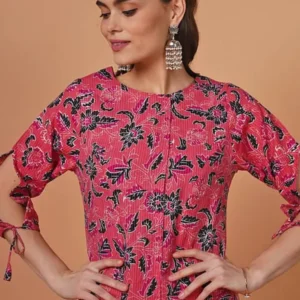 Pink Cotton Cut Out Sleeves Design Kurta