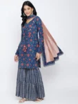Blue Cotton Floral Kurta