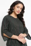 Black Handloom Cotton Kurta