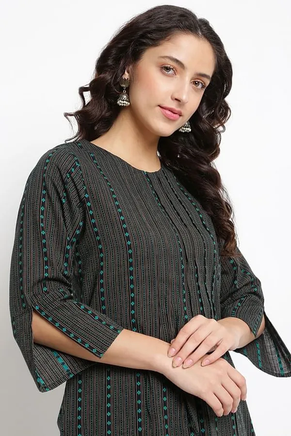 Black Handloom Cotton Kurta