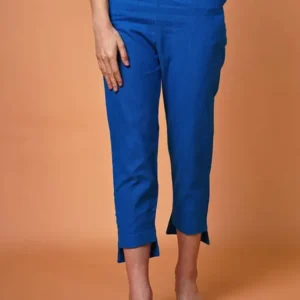 Blue Cotton Pants For Women