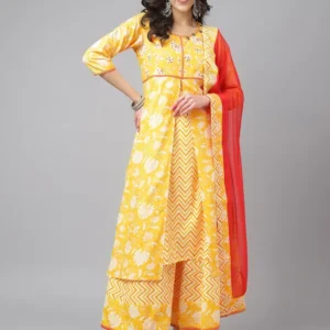 Cotton Kurta Palazzo Dupatta Set