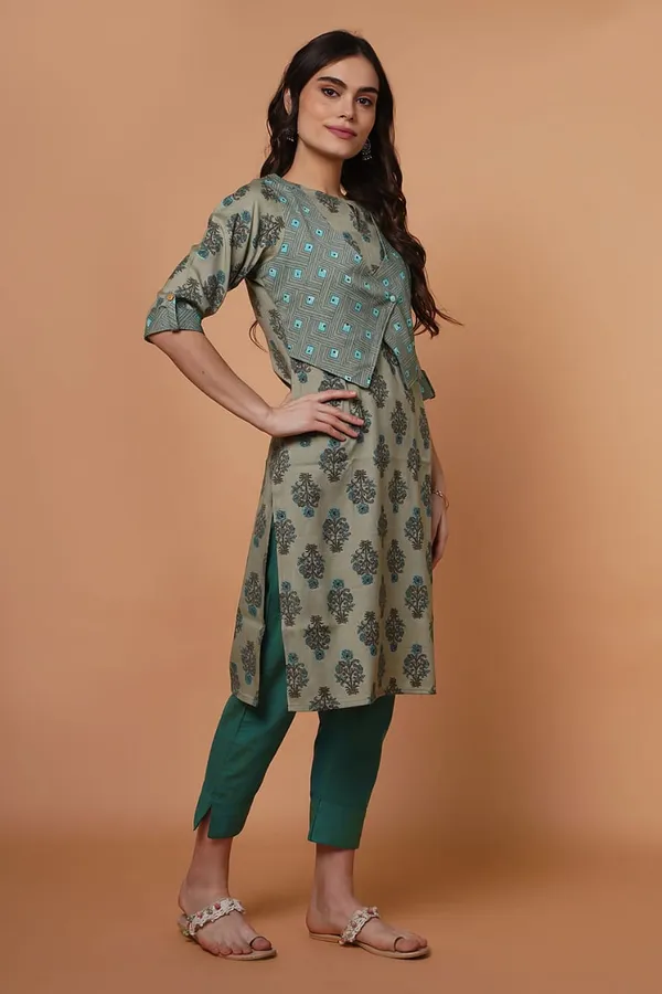 Cotton Kurta with Jacket Set