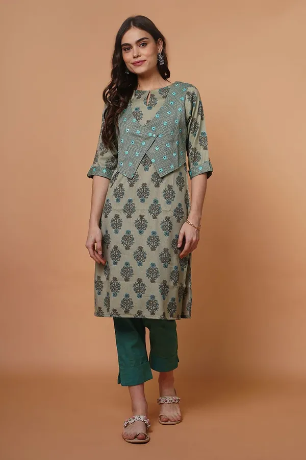 Cotton Kurta with Jacket Set