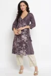 Purple Chanderi Digital Print Kurta