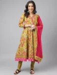 Anarkali Cotton Kurta with dupatta And trousers