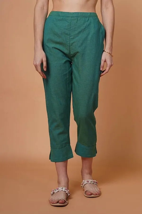 Green Cotton Pants For Women