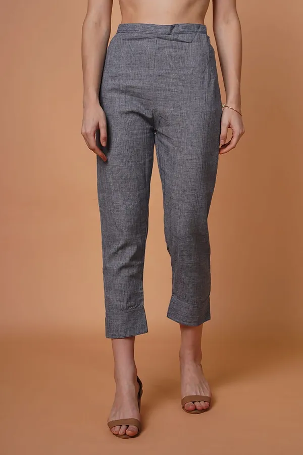 Grey Cotton Pants For Women