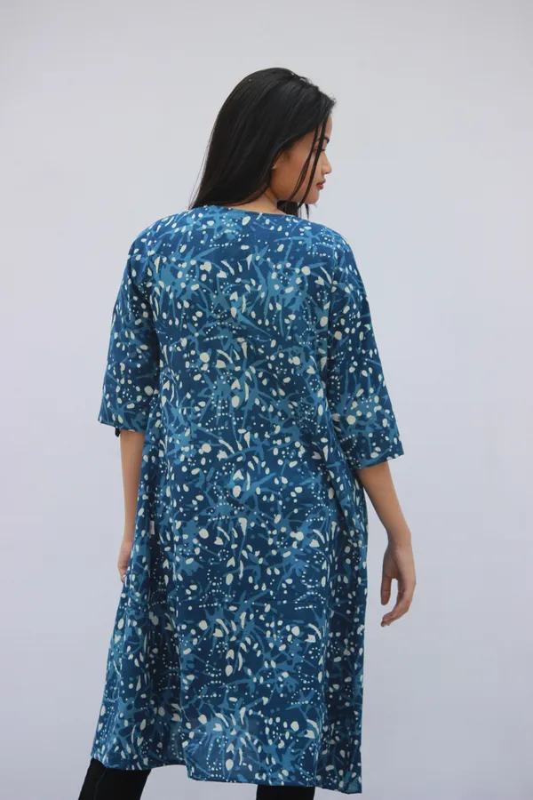 Indigo Print Cotton slub Kurta