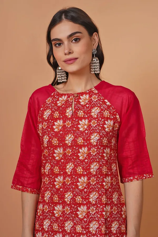 Red Chanderi Kurta
