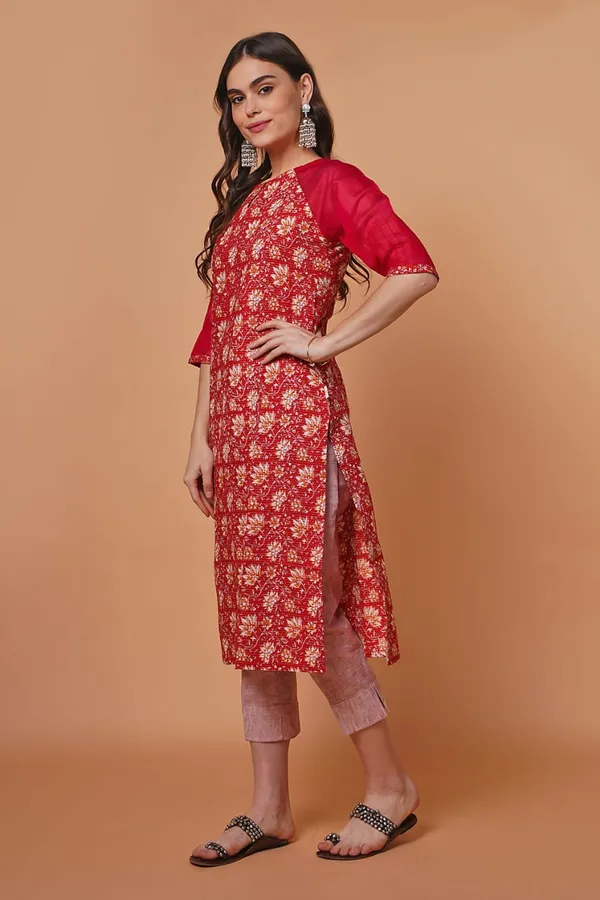 Red Chanderi Kurta