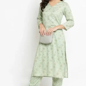 Pista Green Rayon Kurta Set