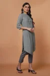 Grey Linen Kurta with hand embellishment