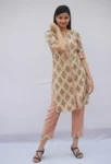 Brown Rayon Front Button Kurta