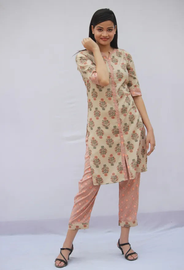 Brown Rayon Front Button Kurta