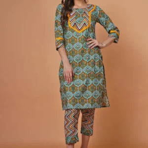 Yellow Printed Cotton Kurta set