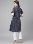 Blue Front Button Down Cotton Kurta