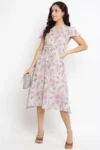Pink Digital Printed Floral Dress