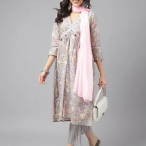 Grey Floral Kurta set