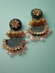 Rainvas green kundan and pearls heavy jhumka earrings