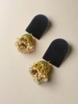 Rainvas Plain black earrings with golden bottom